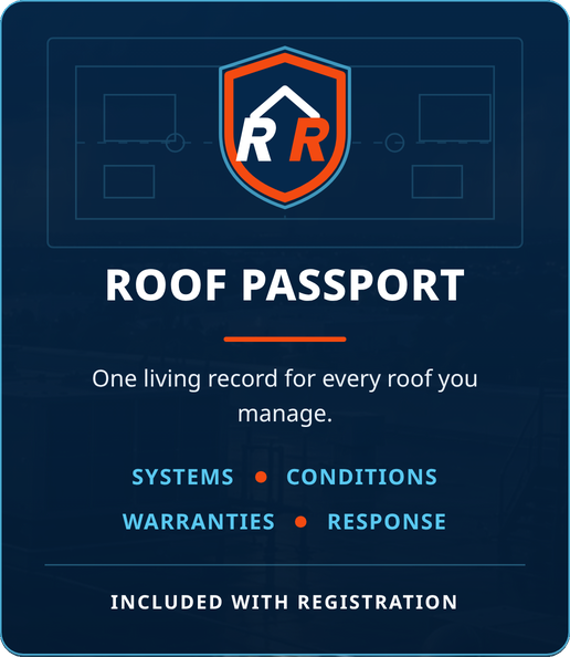 Roof Passport by Roof React: one living record for every roof you manage. Systems, conditions, warranties, response.